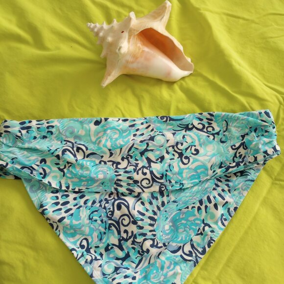 Lilly Pulitzer Bikini Lagoon Sarong Light Aqua Spritz Swimsuit top 8, bottom 10 - Picture 6 of 8